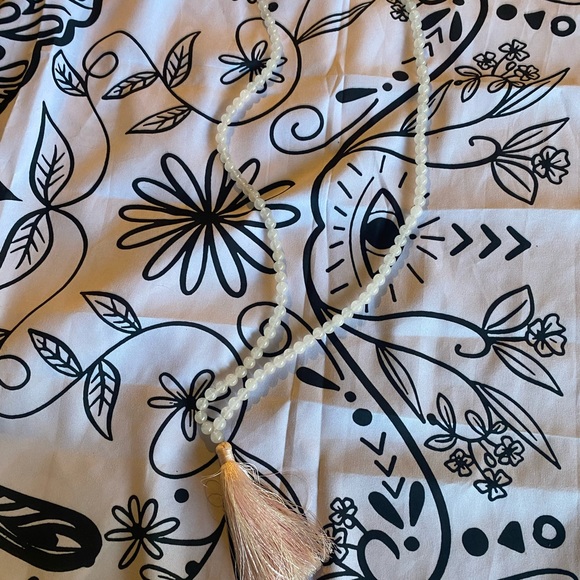 New Pink Beaded Long Necklace with Tassel - Picture 3 of 6